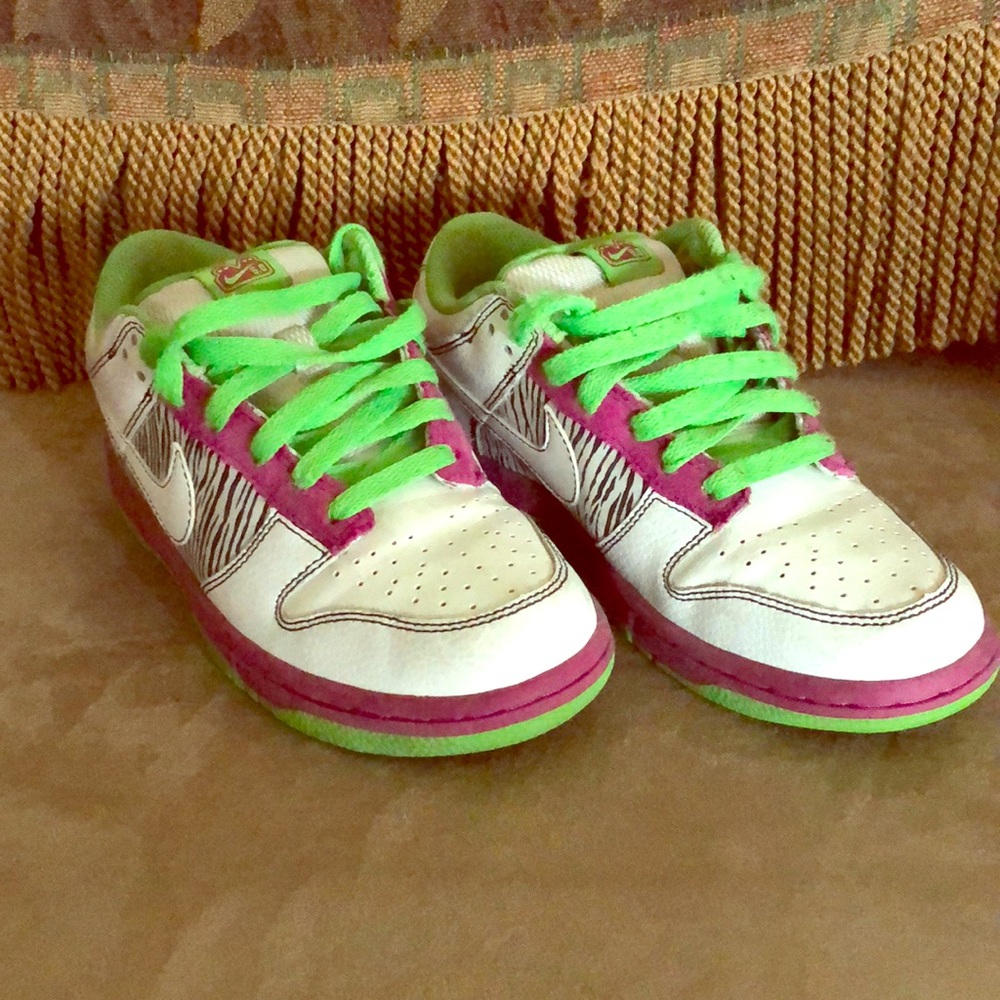 Custom Nike 6.0 Sneakers-Lime Green/Purple/Zebra